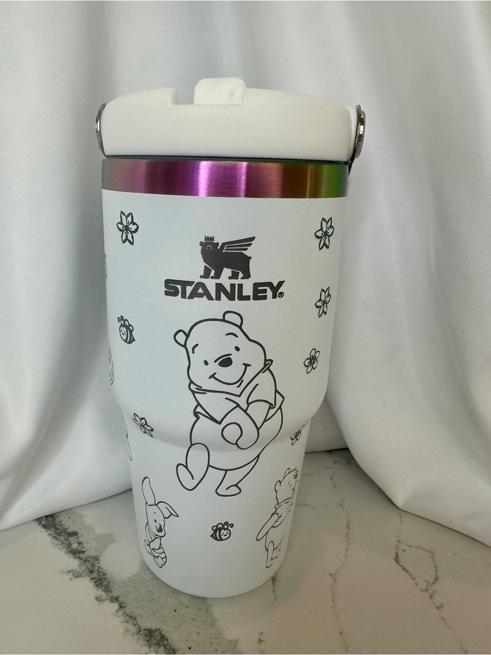 Stanley White 20oz w/Rainbow Metallic Rim featuring Winnie the Pooh NIB